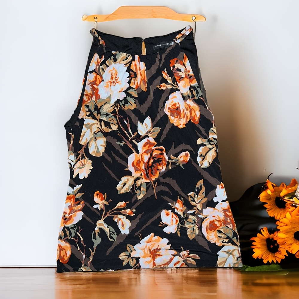 COPY - FLORAL-PRINT JERSEY KNIT HALTER TOP-Small